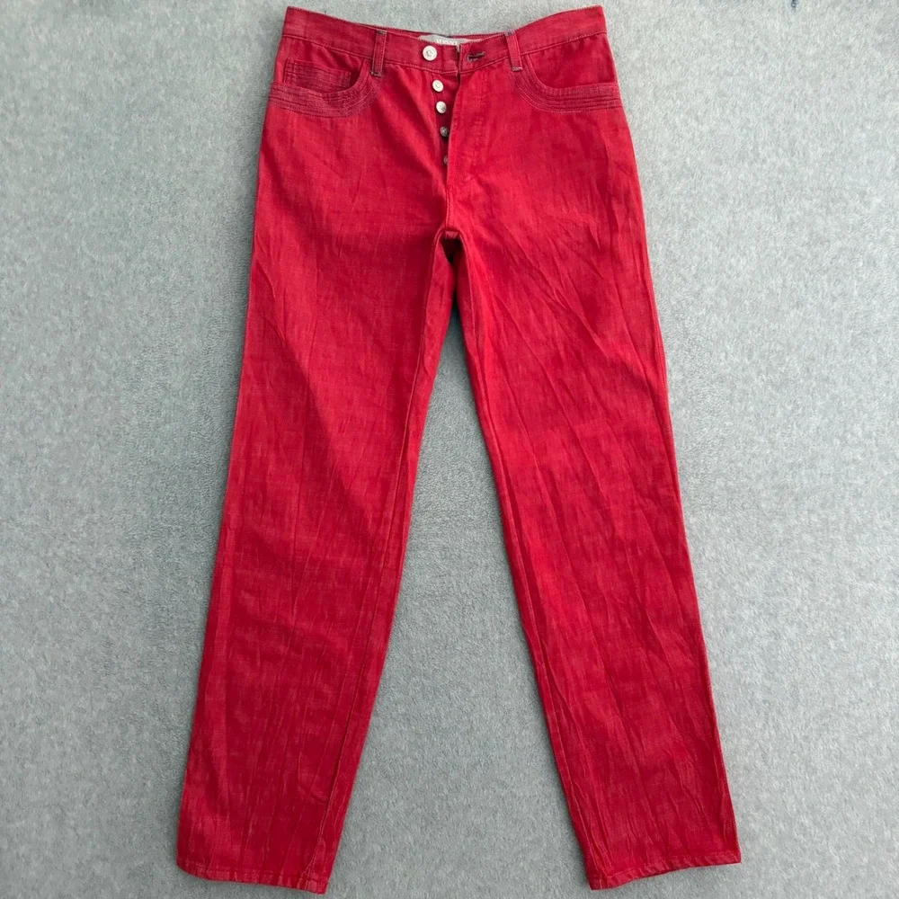 Versace Jeans Couture Mens Red Contrast Stitch Straight Leg Jeans IT 46 30x34